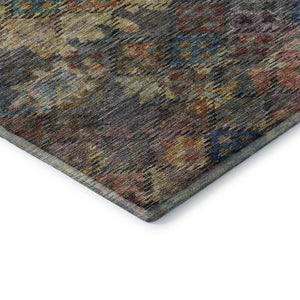 HomeRoots 10' X 14' Stylish Gray Gold Coral Abstract Geometric Washable Rug with UV Protection for Homes 684546