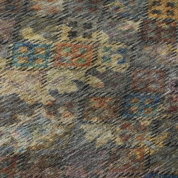 HomeRoots 10' X 14' Stylish Gray Gold Coral Abstract Geometric Washable Rug with UV Protection for Homes 684546