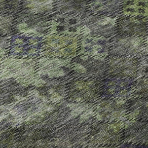 HomeRoots 8' X 10' Stylish Green, Gray & Purple Abstract Geometric Washable Area Rug with UV Protection 684550