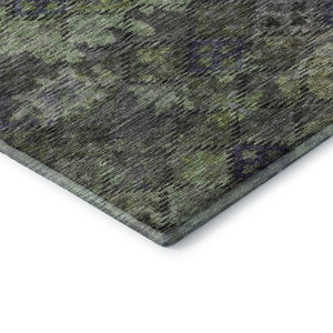 HomeRoots 10' Abstract Geometric Area Rug in Green, Gray & Purple - Washable, UV Protected & Stain Resistant! 684552