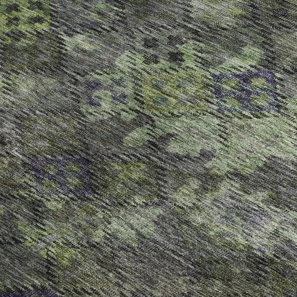 HomeRoots 10' Abstract Geometric Area Rug in Green, Gray & Purple - Washable, UV Protected & Stain Resistant! 684552