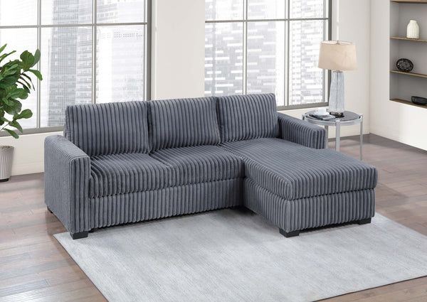 English Elm Modern Corduroy Upholstered L-shape Sectional Sofa with Plush Cushions for Living Room Dark Gray B011P430087