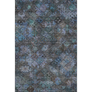 HomeRoots 5' X 8' Teal & Charcoal Abstract Area Rug - Washable, Stain-Resistant, UV Protected for Everyday Use 684554