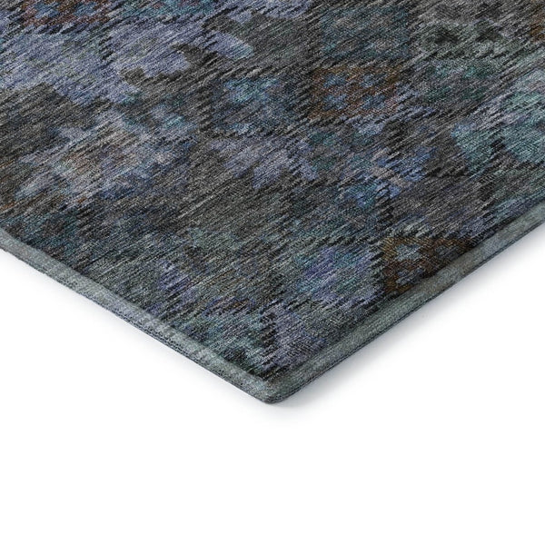 HomeRoots 5' X 8' Teal & Charcoal Abstract Area Rug - Washable, Stain-Resistant, UV Protected for Everyday Use 684554