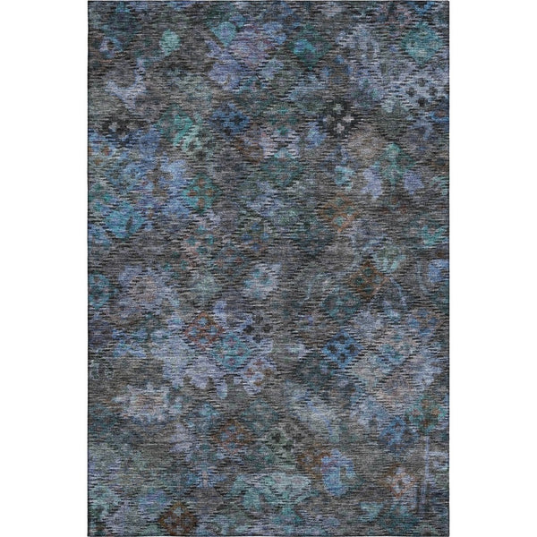 HomeRoots 8' X 10' Teal & Charcoal Geometric Area Rug - Washable, UV Protected, Perfect for High-Traffic Homes! 684556