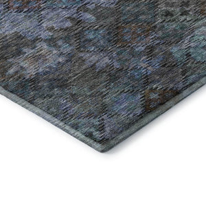 HomeRoots 8' X 10' Teal & Charcoal Geometric Area Rug - Washable, UV Protected, Perfect for High-Traffic Homes! 684556