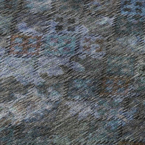HomeRoots 8' X 10' Teal & Charcoal Geometric Area Rug - Washable, UV Protected, Perfect for High-Traffic Homes! 684556