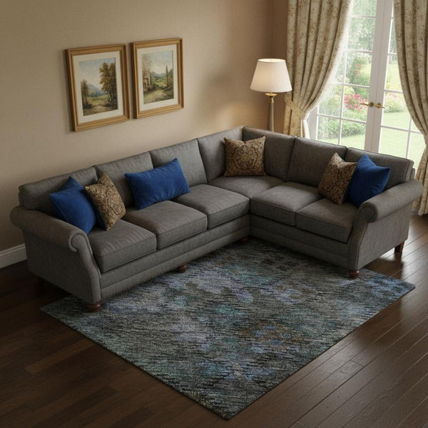 HomeRoots 9' X 12' Teal & Charcoal Abstract Geometric Area Rug – Durable, Washable, UV Protected for Homes 684557