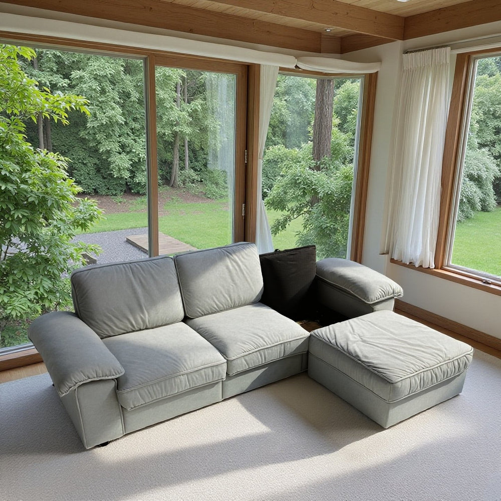 English Elm Fx-P20M-3S0-Gy Modern L-Shaped Sectional Sofa With Chaise & Ottoman – Cozy, Space-Saving Design! W576S00232