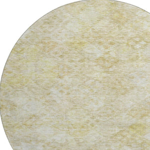 HomeRoots 8' Wheat and Beige Abstract Geometric Round Rug - Washable, UV Protected, Ideal for All Spaces! 684561