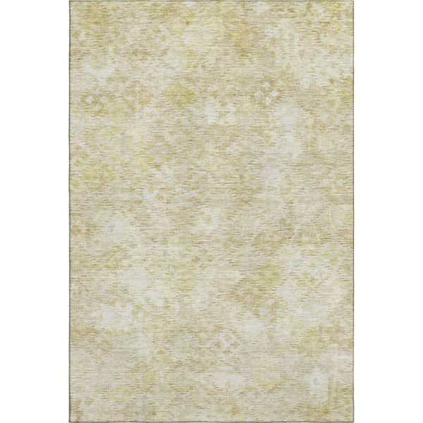 HomeRoots 9' X 12' Wheat & Beige Abstract Geometric Area Rug - Washable, UV Protected, Perfect for Family Spaces! 684563