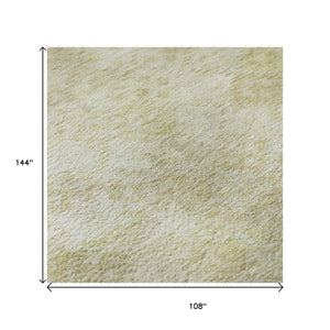 HomeRoots 9' X 12' Wheat & Beige Abstract Geometric Area Rug - Washable, UV Protected, Perfect for Family Spaces! 684563
