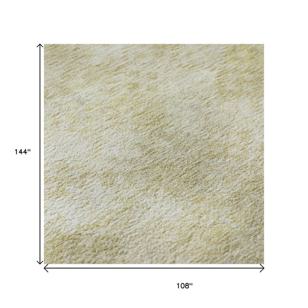 HomeRoots 9' X 12' Wheat & Beige Abstract Geometric Area Rug - Washable, UV Protected, Perfect for Family Spaces! 684563