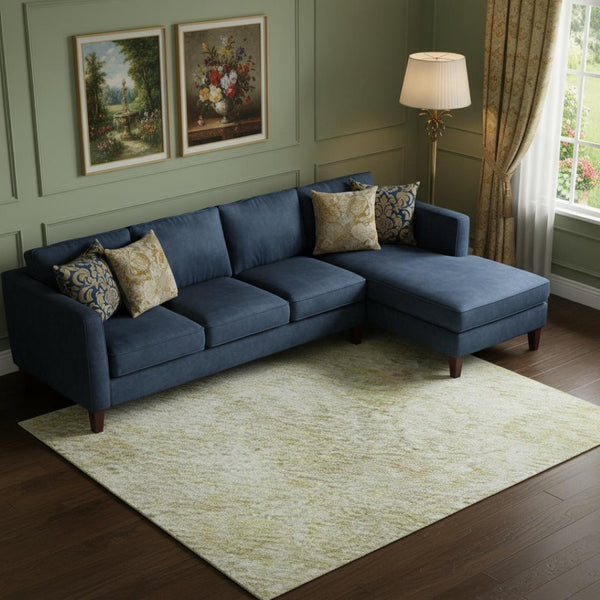 HomeRoots 9' X 12' Wheat & Beige Abstract Geometric Area Rug - Washable, UV Protected, Perfect for Family Spaces! 684563