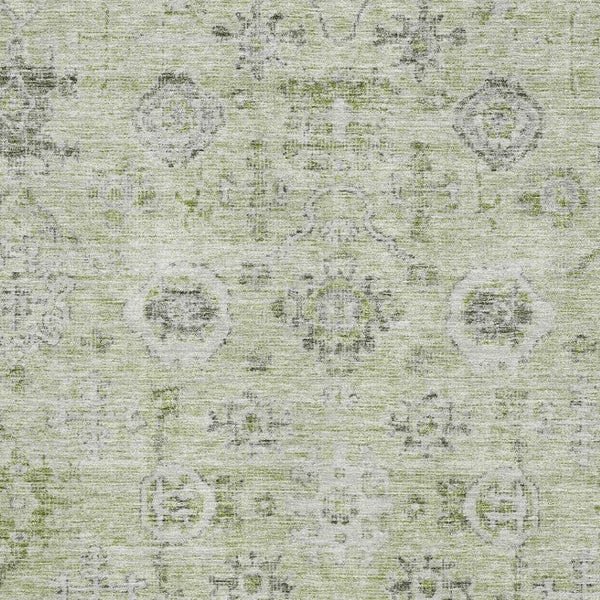 HomeRoots 9' X 12' Artichoke Green Damask Area Rug with UV Protection – Durable, Stain-Resistant, Elegant Design 684569