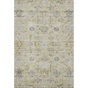 HomeRoots 8' x 10' Damask Area Rug in Beige, Gray & Brown – Washable, UV-Protected, Durable for Busy Homes 684574