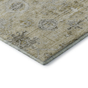 HomeRoots 8' x 10' Damask Area Rug in Beige, Gray & Brown – Washable, UV-Protected, Durable for Busy Homes 684574