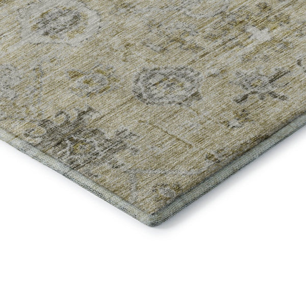 HomeRoots 8' x 10' Damask Area Rug in Beige, Gray & Brown – Washable, UV-Protected, Durable for Busy Homes 684574