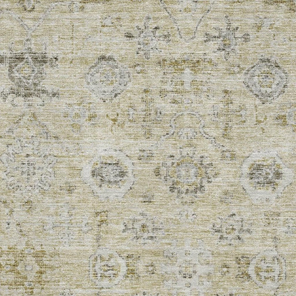 HomeRoots 8' x 10' Damask Area Rug in Beige, Gray & Brown – Washable, UV-Protected, Durable for Busy Homes 684574