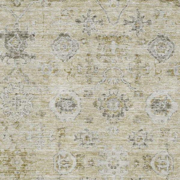 HomeRoots 9' X 12' Damask Area Rug in Beige Gray Brown – Durable, Washable, UV-Protected for Busy Homes 684575