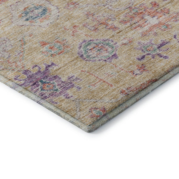 HomeRoots 5' X 8' Damask Area Rug in Orange, Purple & Beige – Washable, UV Protected & Stain Resistant Decor 684584