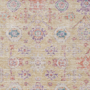 HomeRoots 5' X 8' Damask Area Rug in Orange, Purple & Beige – Washable, UV Protected & Stain Resistant Decor 684584