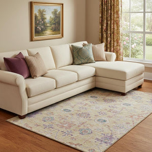 HomeRoots 8' X 10' Colorful Damask Washable Area Rug with UV Protection - Durable & Stylish for Any Space! 684586