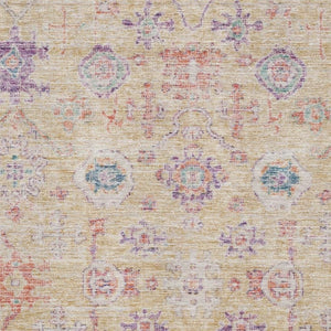 HomeRoots 9' X 12' Stylish Orange, Purple & Beige Damask Area Rug - Washable, Durable, UV Protected Design 684587