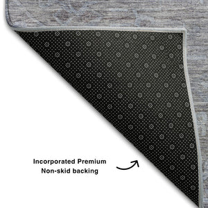 HomeRoots 5' X 8' Blue and Gray Medallion Rug - Washable, UV-Protected, Perfect for Homes with Kids & Pets! 684596
