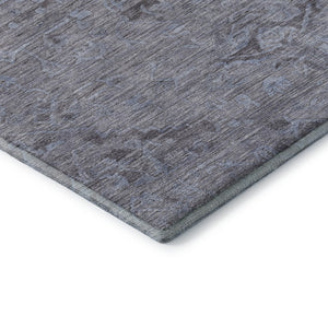 HomeRoots 5' X 8' Blue and Gray Medallion Rug - Washable, UV-Protected, Perfect for Homes with Kids & Pets! 684596
