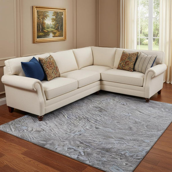 HomeRoots 8' X 10' Blue and Gray Medallion Area Rug - Stylish, Durable, Washable, and UV Protected for Any Space 684598