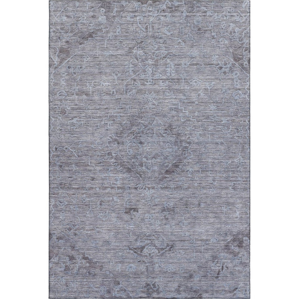 HomeRoots 9' Blue and Gray Medallion Washable Area Rug - UV Protected, Durable, and Easy Care for Living Spaces 684599
