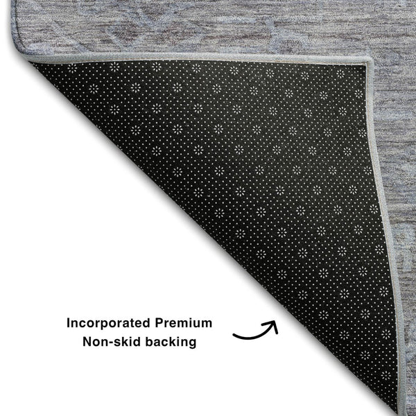 HomeRoots 9' Blue and Gray Medallion Washable Area Rug - UV Protected, Durable, and Easy Care for Living Spaces 684599