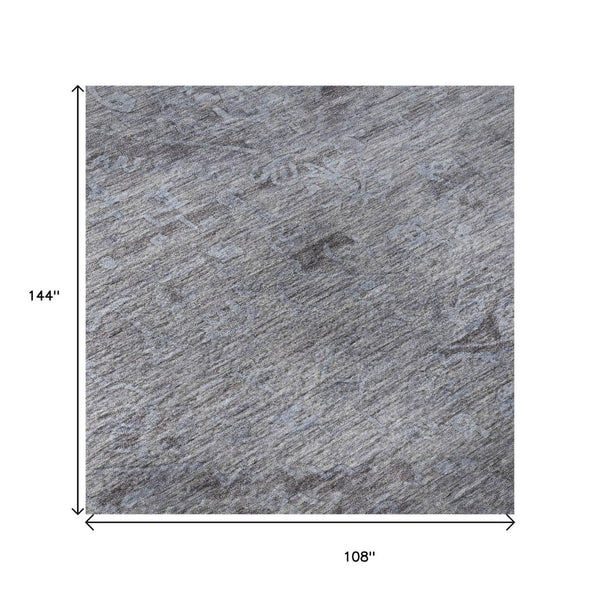 HomeRoots 9' Blue and Gray Medallion Washable Area Rug - UV Protected, Durable, and Easy Care for Living Spaces 684599