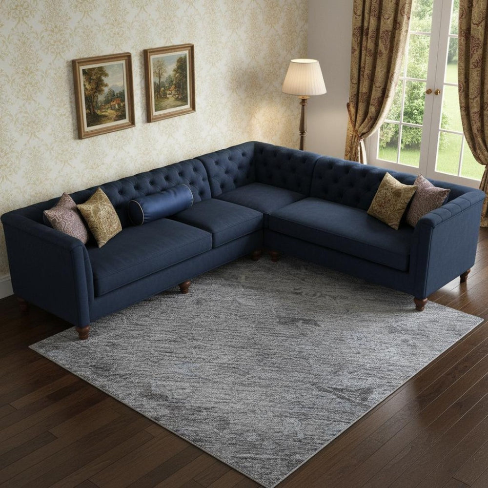 HomeRoots 9' Blue and Gray Medallion Washable Area Rug - UV Protected, Durable, and Easy Care for Living Spaces 684599