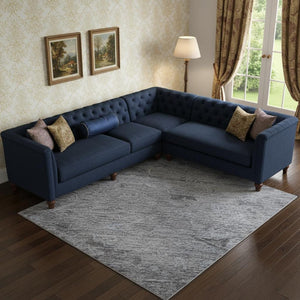HomeRoots 9' Blue and Gray Medallion Washable Area Rug - UV Protected, Durable, and Easy Care for Living Spaces 684599