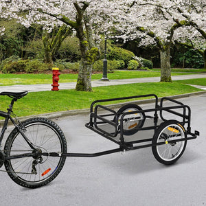 English Elm Aosom Heavy Duty Steel Bike Cargo Trailer Foldable 110 Lb Capacity Universal Hitch W2225P200662
