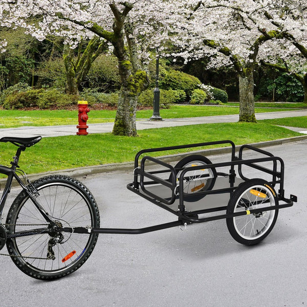 English Elm Aosom Heavy Duty Steel Bike Cargo Trailer Foldable 110 Lb Capacity Universal Hitch W2225P200662