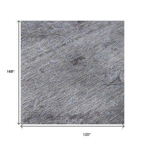 HomeRoots 10' X 14' Blue And Gray Medallion Area Rug - Washable, Stain Resistant, UV Protected for Durability 684600