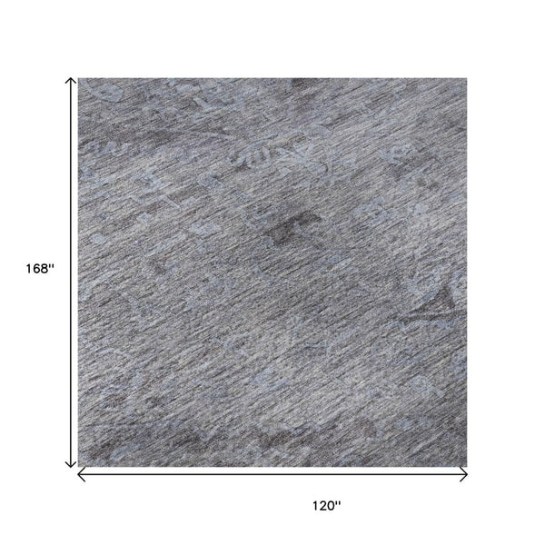 HomeRoots 10' X 14' Blue And Gray Medallion Area Rug - Washable, Stain Resistant, UV Protected for Durability 684600