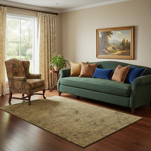 HomeRoots 5' X 8' Brown Medallion Area Rug - Washable, UV Resistant, Soft Polyester for Family Spaces & Pets 684602