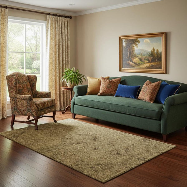 HomeRoots 5' X 8' Brown Medallion Area Rug - Washable, UV Resistant, Soft Polyester for Family Spaces & Pets 684602