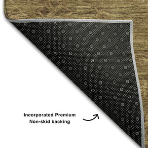 HomeRoots 5' X 8' Brown Medallion Area Rug - Washable, UV Resistant, Soft Polyester for Family Spaces & Pets 684602