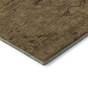 HomeRoots 5' X 8' Brown Medallion Area Rug - Washable, UV Resistant, Soft Polyester for Family Spaces & Pets 684602