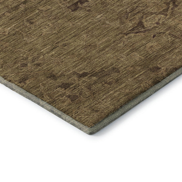 HomeRoots 5' X 8' Brown Medallion Area Rug - Washable, UV Resistant, Soft Polyester for Family Spaces & Pets 684602
