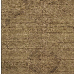 HomeRoots 5' X 8' Brown Medallion Area Rug - Washable, UV Resistant, Soft Polyester for Family Spaces & Pets 684602