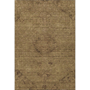HomeRoots 5' X 8' Brown Medallion Area Rug - Washable, UV Resistant, Soft Polyester for Family Spaces & Pets 684602