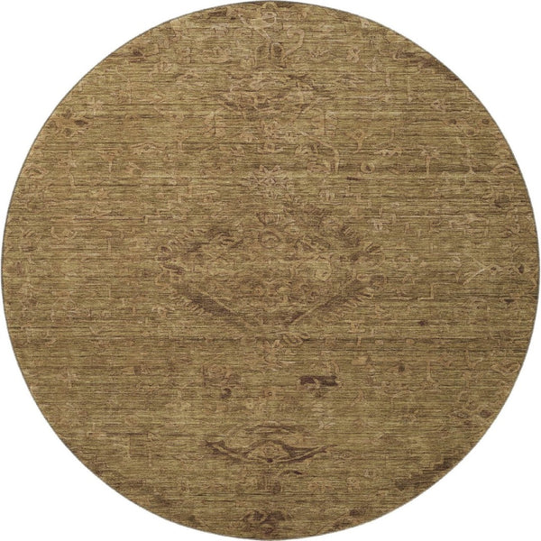 HomeRoots 8' Brown and Coffee Medallion Washable Round Rug with UV Protection - Stylish, Durable, and Easy Care! 684603