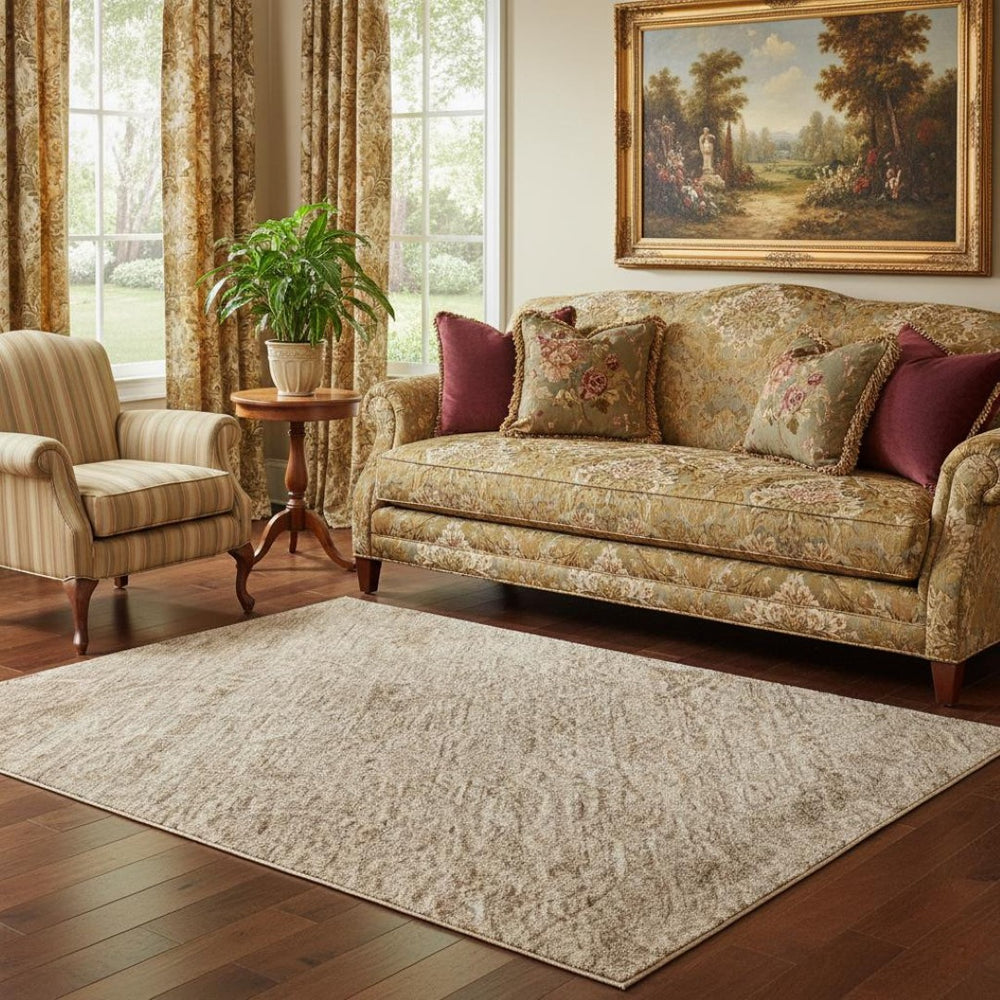 HomeRoots 5' X 8' Coral Medallion Washable Area Rug with UV Protection - Durable, Stain-Resistant Charm! 684608