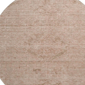 HomeRoots 8' Coral and Salmon Medallion Round Rug - Washable, UV-Protected, Durable for Family Life & Style 684609